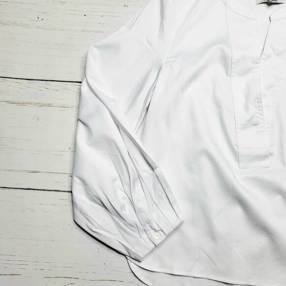 Madewell V Neck Long Bubble Sleeve Top Eyelet White Cotton Shirt Stretchy Small - Picture 6 of 8